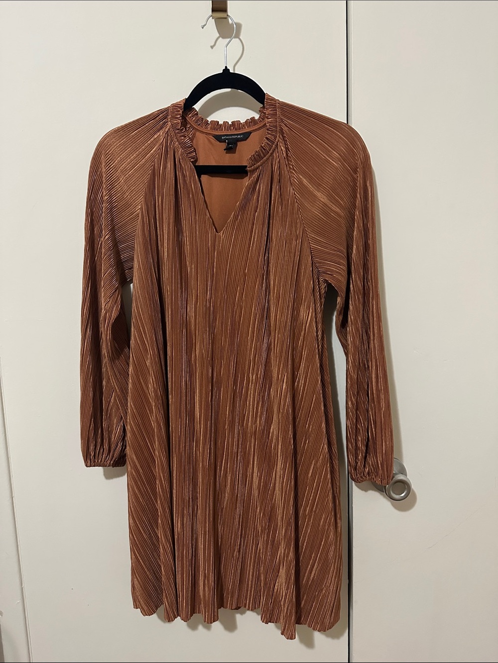 Banana Republic Plisse Swing Dress copper